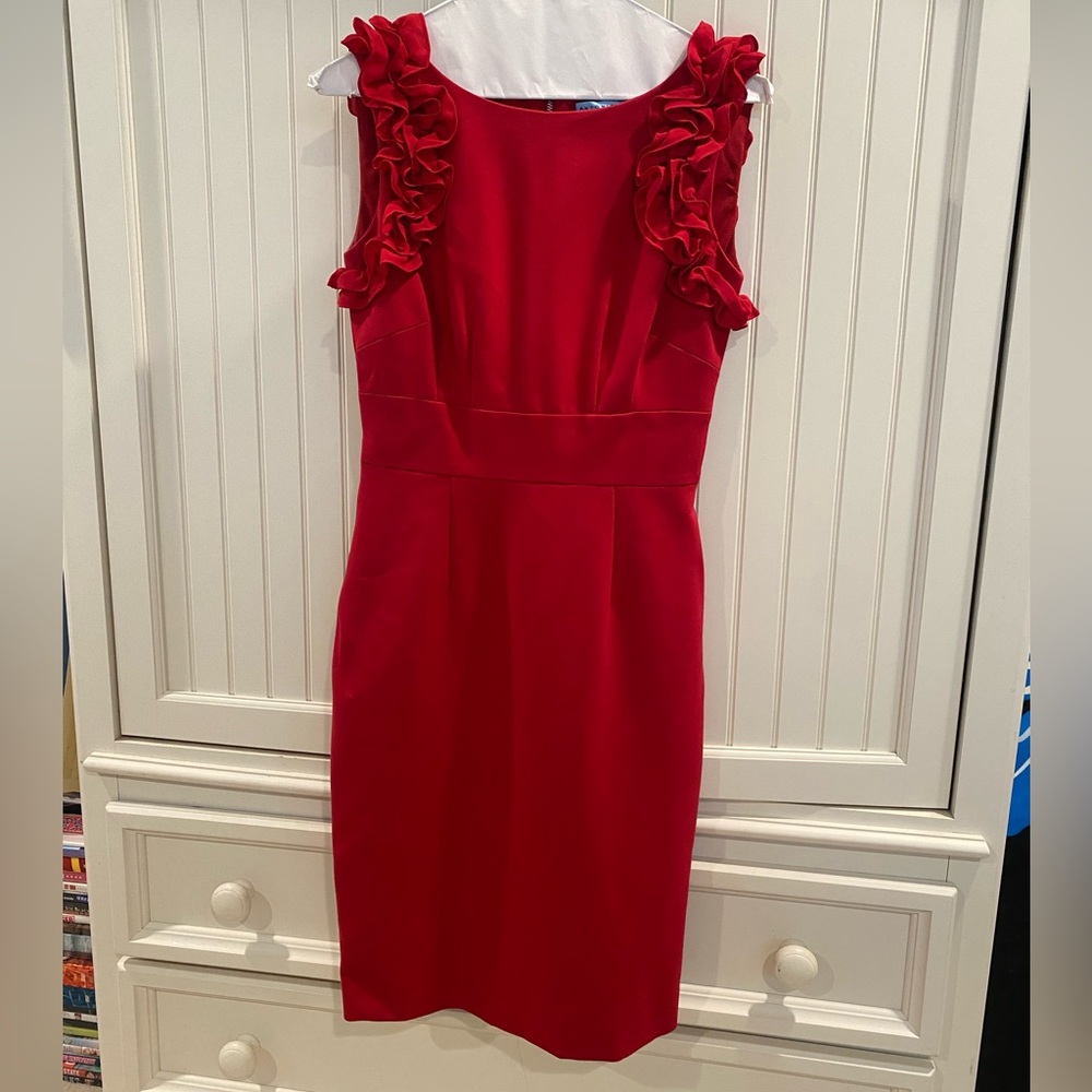 Antonio Melani size 0 dress with gorgeous sleeves and a silver accented zipper